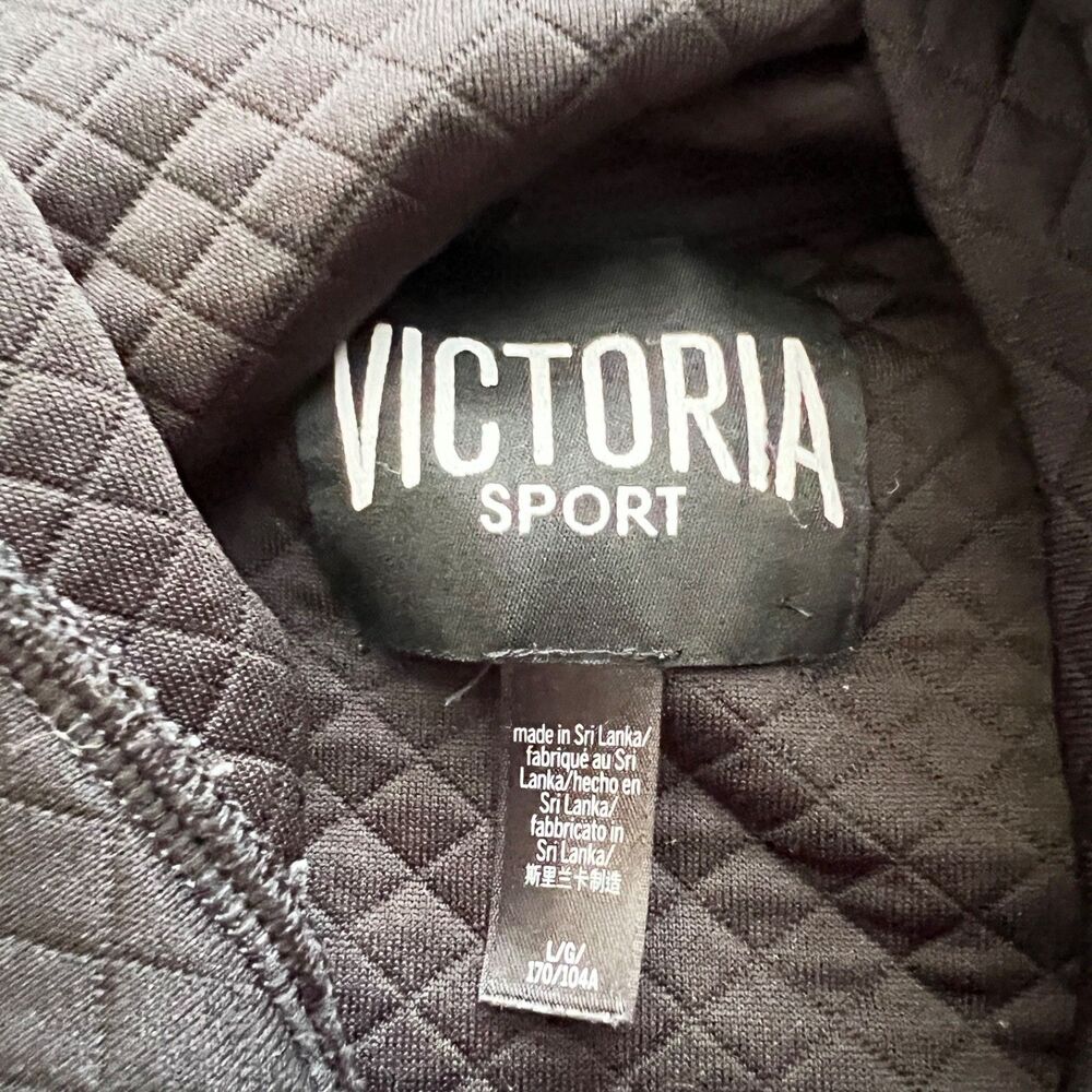 Victoria Sport Victoria's Secret Quilted Hoodie Sweatshirt Size L Black - Picture 6 of 7